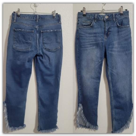 River island jeans with frayed asymmetrical bottom size 6 - Picture 6 of 7